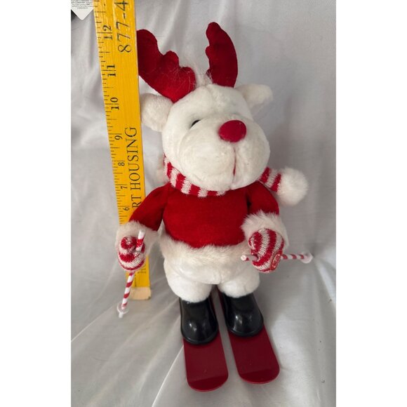 Plush Skiing Reindeer Red Antlers & Candy Cane Poles VIDEO - Picture 5 of 5